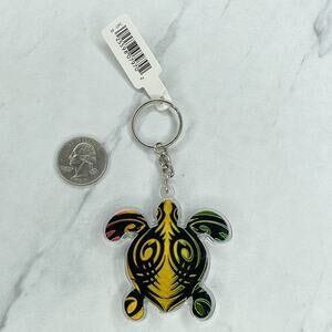 Turtle Tribal Acrylic Foil Keychain Keyring